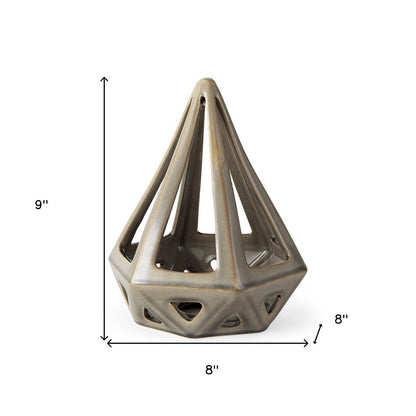 Khaki Crackle Glaze Ceramic Conical Sculpture HomeRoots