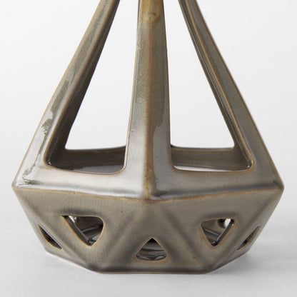 Khaki Crackle Glaze Ceramic Conical Sculpture HomeRoots