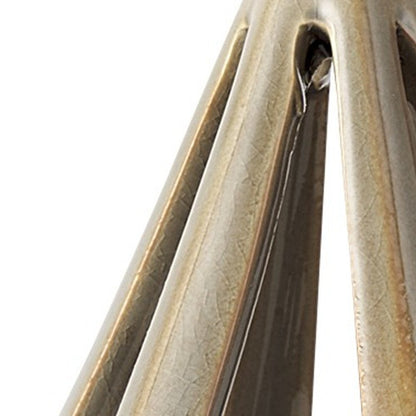 Khaki Crackle Glaze Ceramic Conical Sculpture HomeRoots