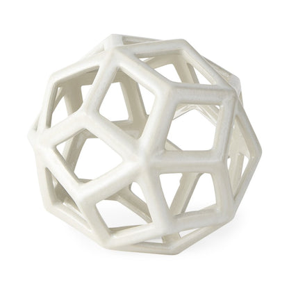 7" White Ceramic Decorative Orb Tabletop Sculpture HomeRoots