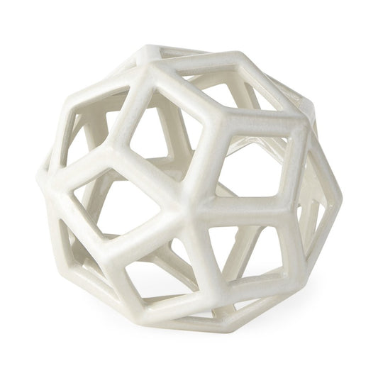 7" White Ceramic Decorative Orb Tabletop Sculpture HomeRoots