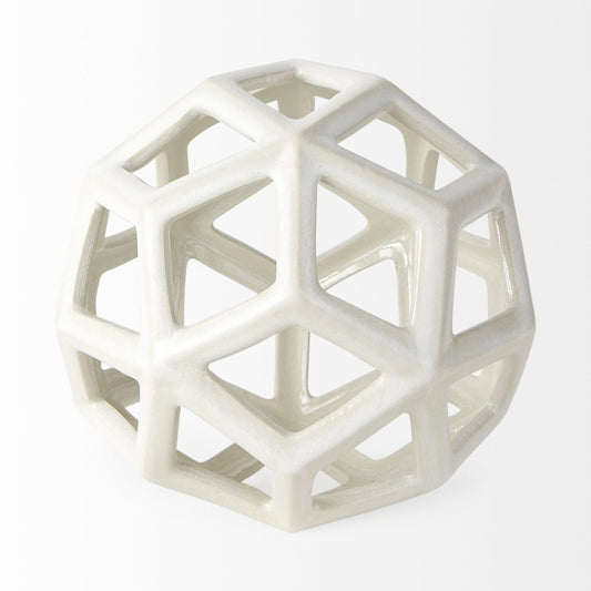 7" White Ceramic Decorative Orb Tabletop Sculpture HomeRoots