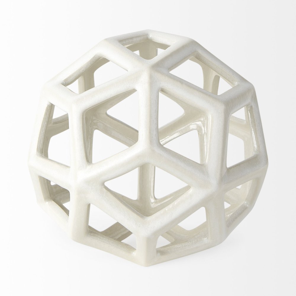 7" White Ceramic Decorative Orb Tabletop Sculpture HomeRoots
