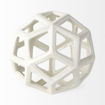 7" White Ceramic Decorative Orb Tabletop Sculpture HomeRoots