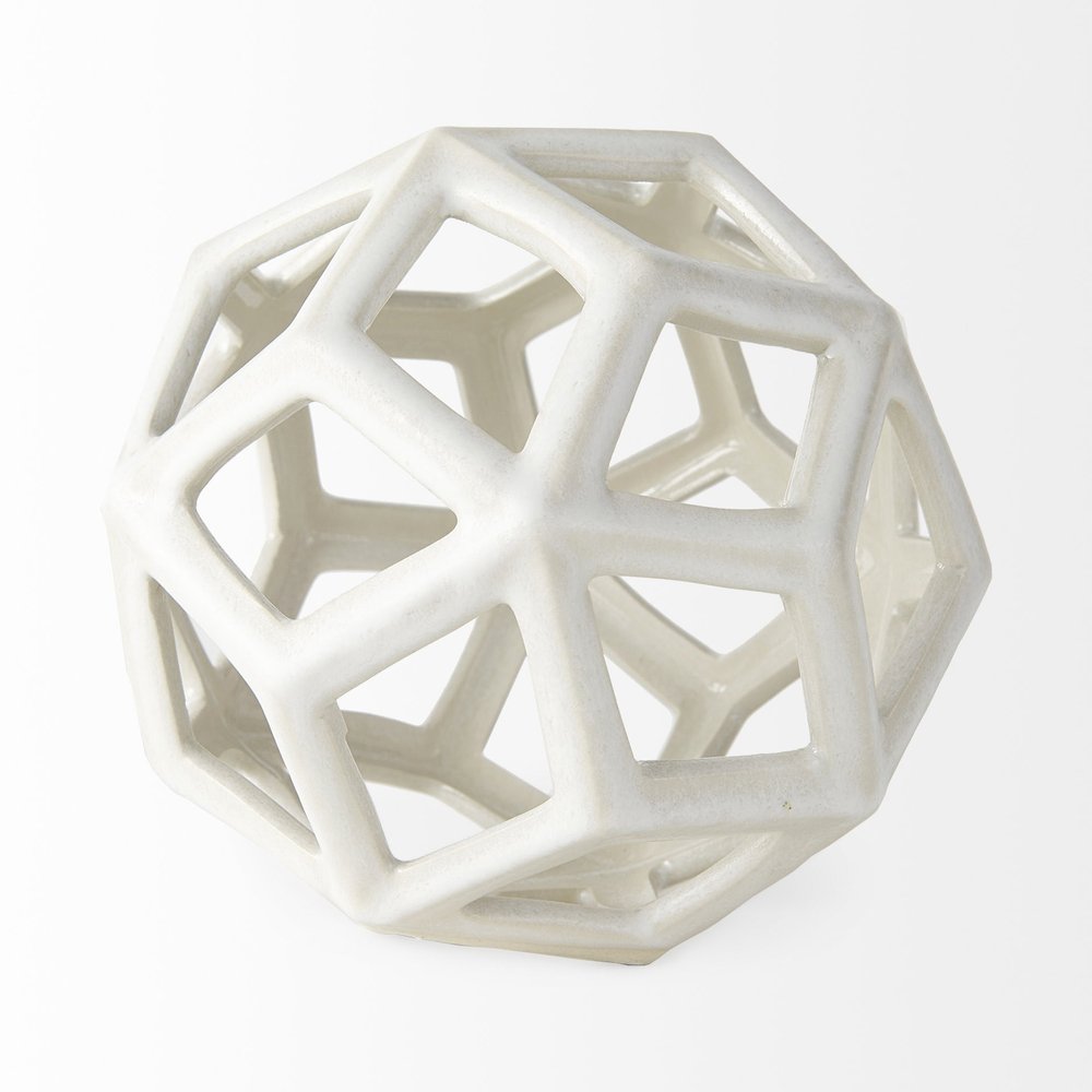 7" White Ceramic Decorative Orb Tabletop Sculpture HomeRoots