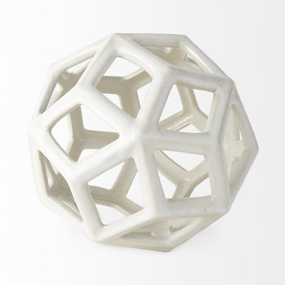 7" White Ceramic Decorative Orb Tabletop Sculpture HomeRoots