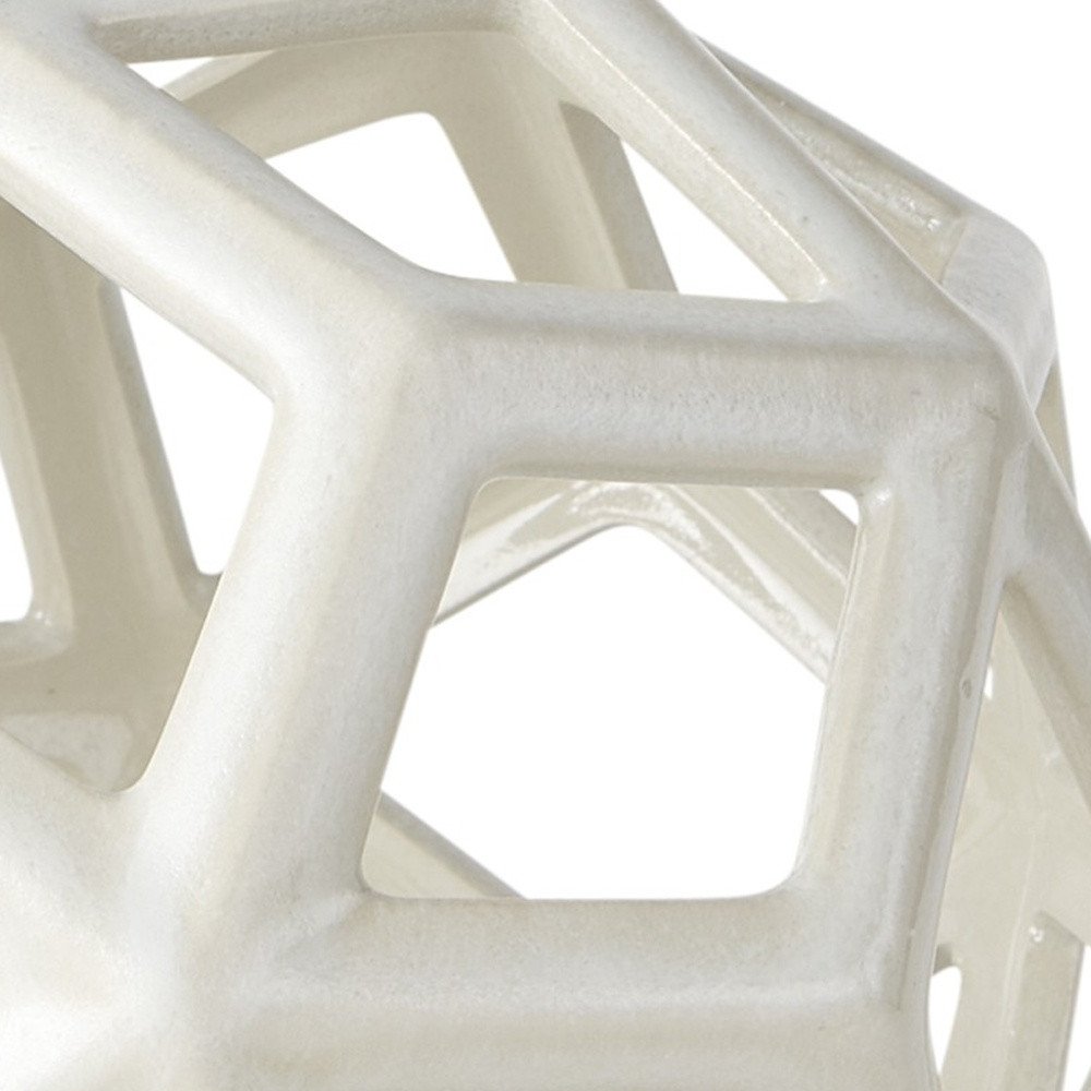 7" White Ceramic Decorative Orb Tabletop Sculpture HomeRoots