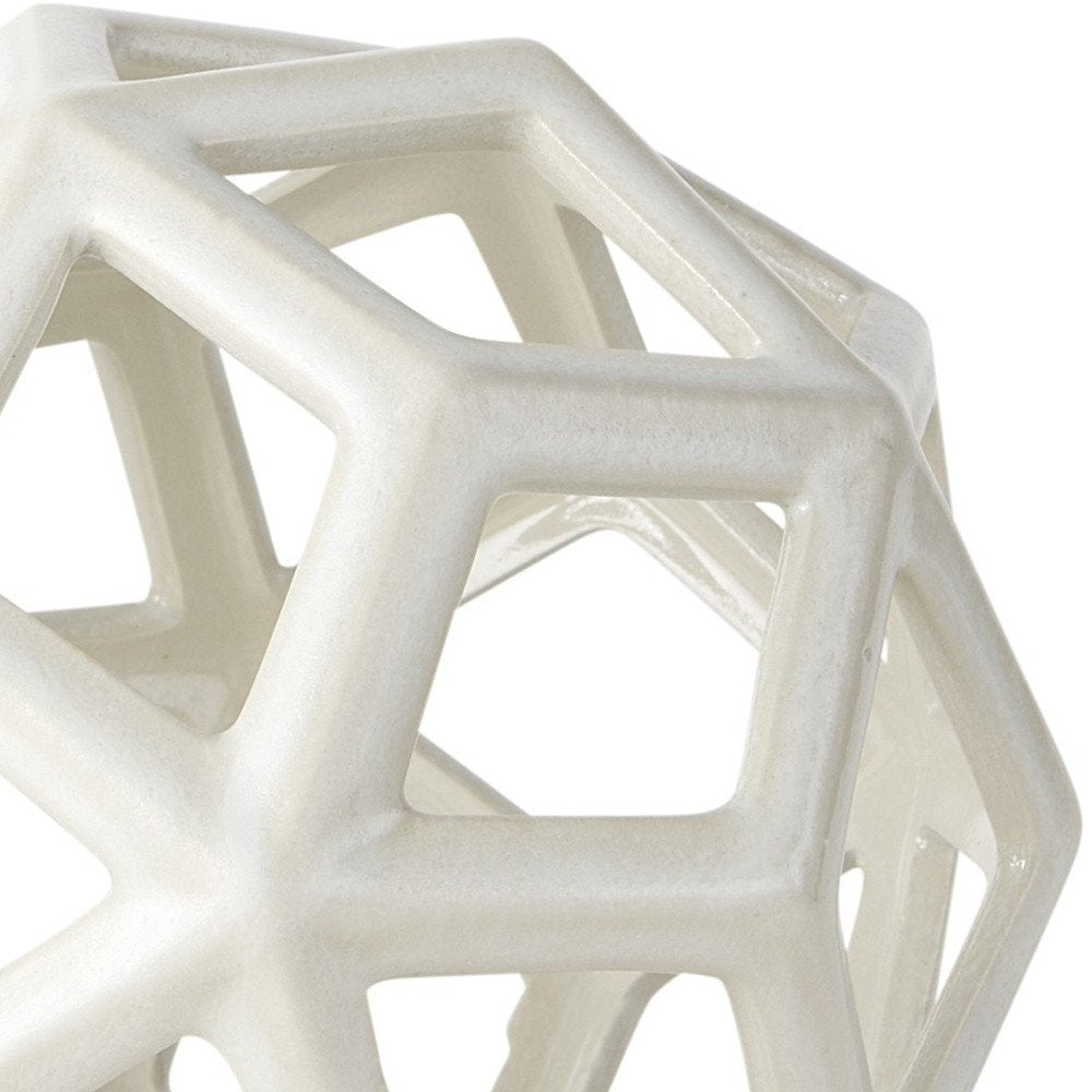 7" White Ceramic Decorative Orb Tabletop Sculpture HomeRoots