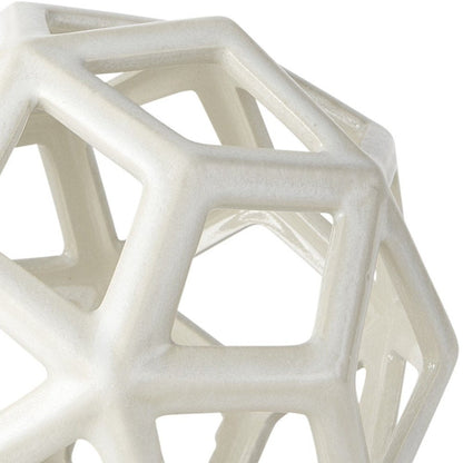 7" White Ceramic Decorative Orb Tabletop Sculpture HomeRoots