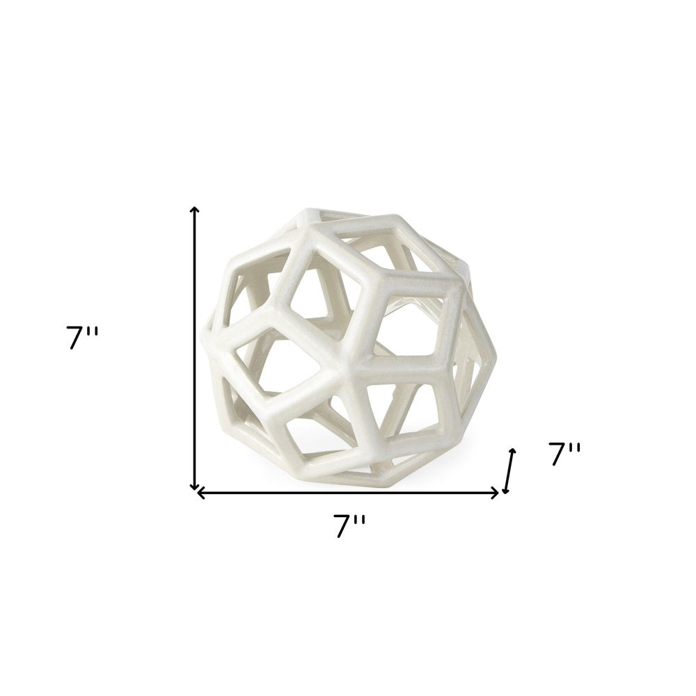 7" White Ceramic Decorative Orb Tabletop Sculpture HomeRoots