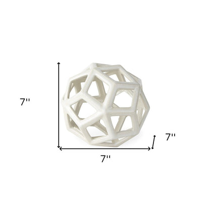7" White Ceramic Decorative Orb Tabletop Sculpture HomeRoots