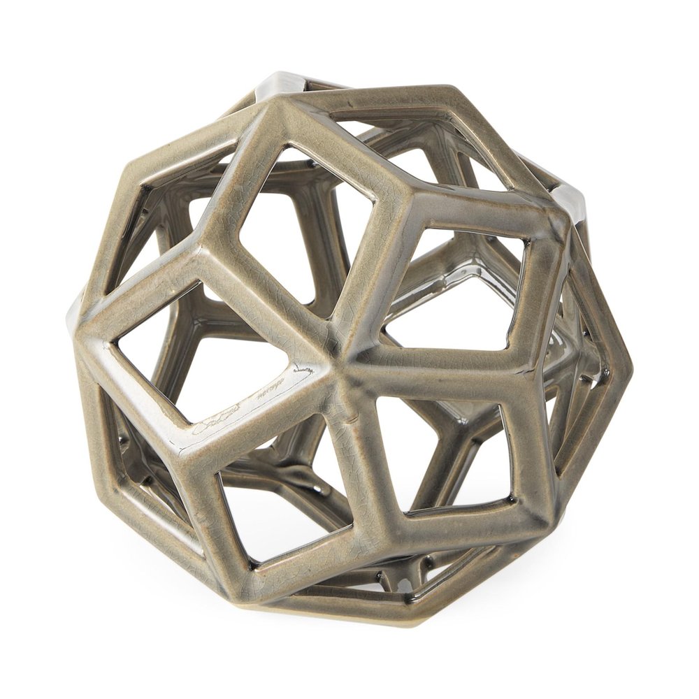 Khaki Crackle Glaze Ceramic Geometric Sculpture HomeRoots