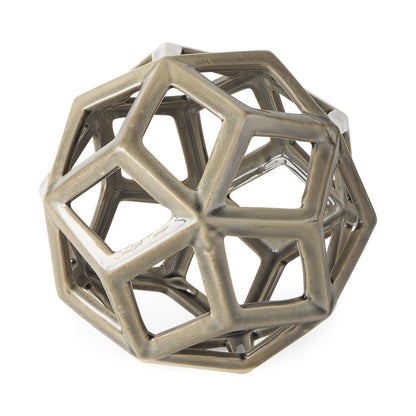Khaki Crackle Glaze Ceramic Geometric Sculpture HomeRoots