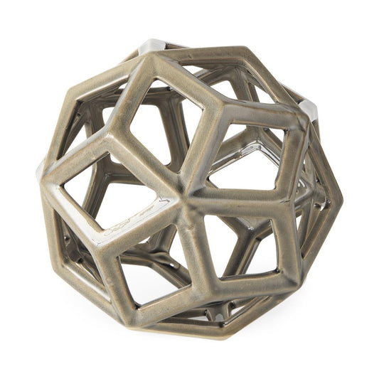 Khaki Crackle Glaze Ceramic Geometric Sculpture HomeRoots