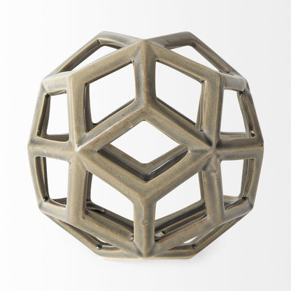 Khaki Crackle Glaze Ceramic Geometric Sculpture HomeRoots