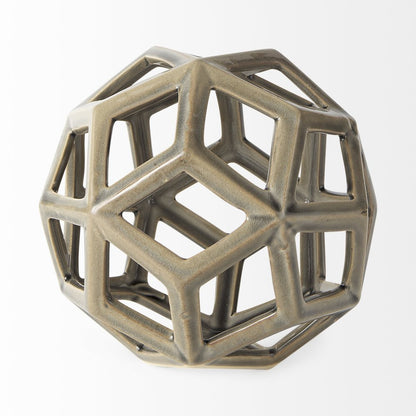 Khaki Crackle Glaze Ceramic Geometric Sculpture HomeRoots
