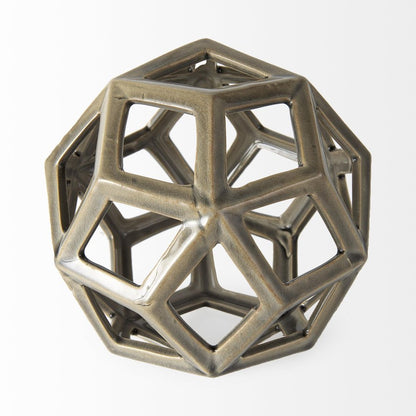 Khaki Crackle Glaze Ceramic Geometric Sculpture HomeRoots