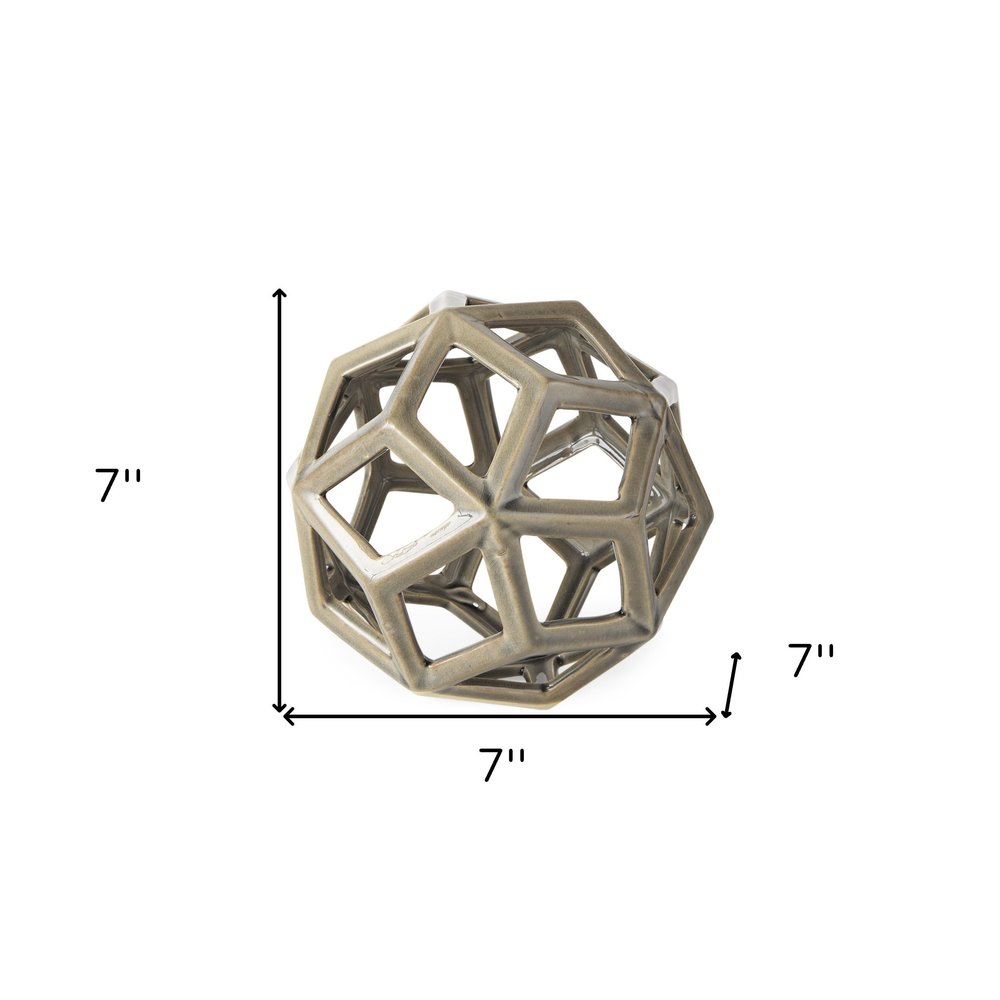 Khaki Crackle Glaze Ceramic Geometric Sculpture HomeRoots