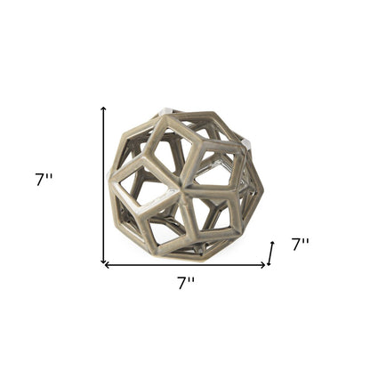 Khaki Crackle Glaze Ceramic Geometric Sculpture