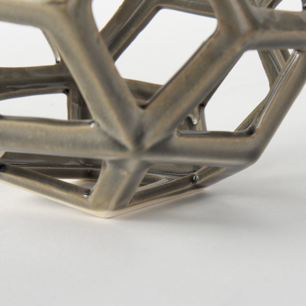 Khaki Crackle Glaze Ceramic Geometric Sculpture HomeRoots