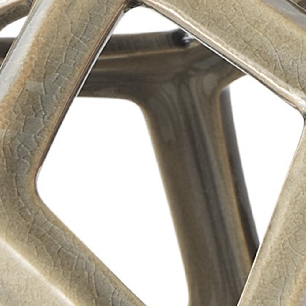Khaki Crackle Glaze Ceramic Geometric Sculpture HomeRoots