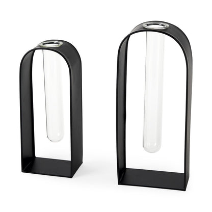 Set Of Two Black Metal Test Tube Decor Pieces HomeRoots