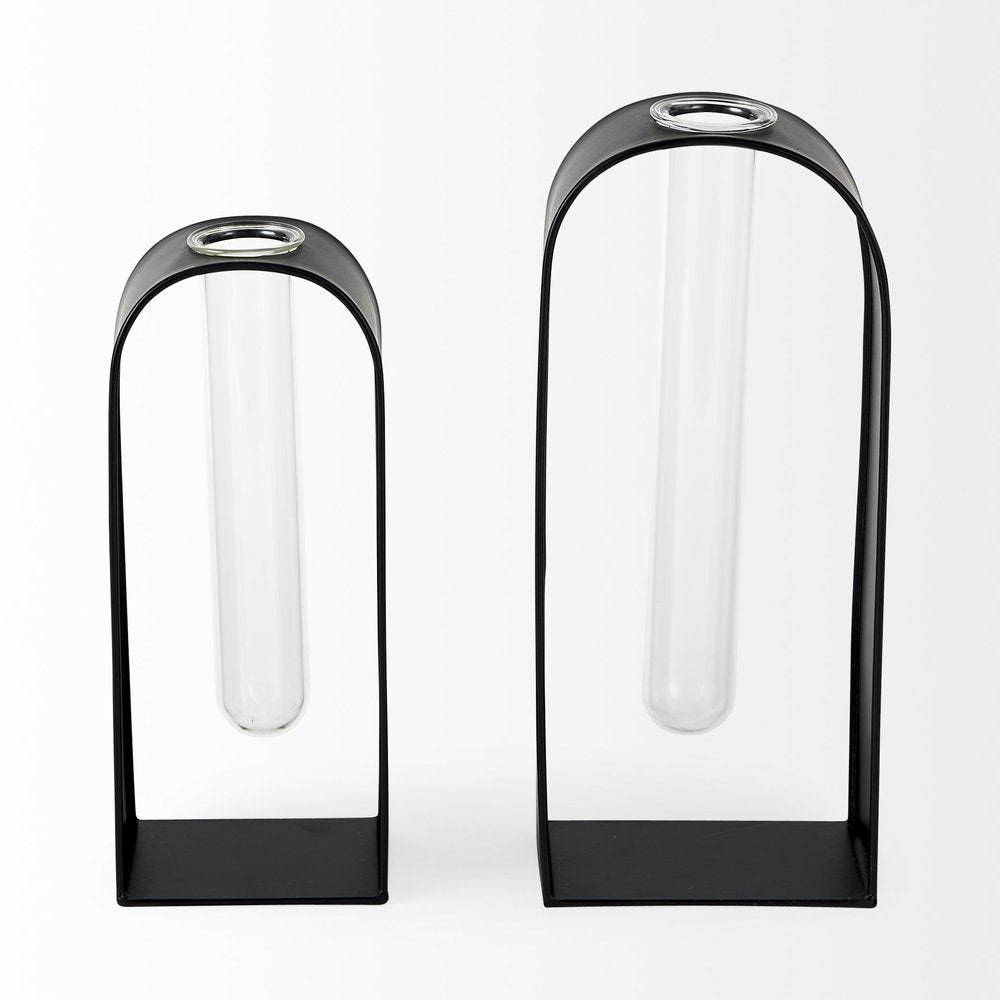 Set Of Two Black Metal Test Tube Decor Pieces HomeRoots
