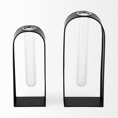 Set Of Two Black Metal Test Tube Decor Pieces HomeRoots