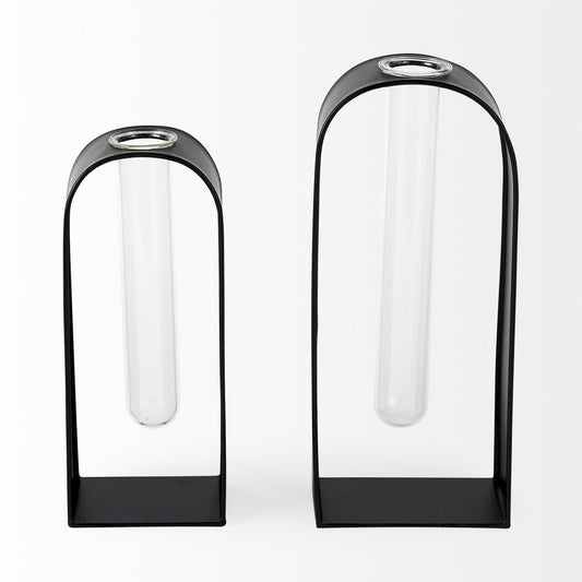 Set Of Two Black Metal Test Tube Decor Pieces HomeRoots