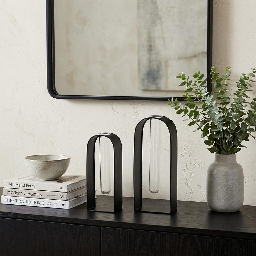 Set Of Two Black Metal Test Tube Decor Pieces HomeRoots