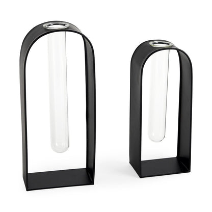 Set Of Two Black Metal Test Tube Decor Pieces HomeRoots