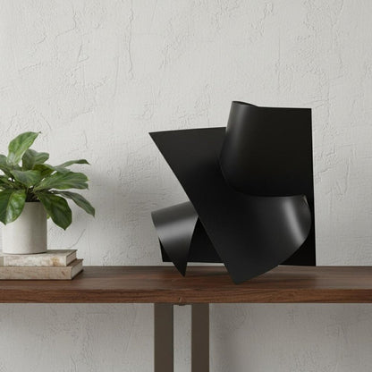 12" Contempo Antiqued Black Abstract Sculpture HomeRoots