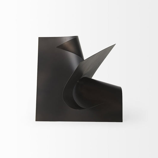 12" Contempo Antiqued Black Abstract Sculpture HomeRoots