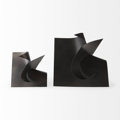 12" Contempo Antiqued Black Abstract Sculpture HomeRoots