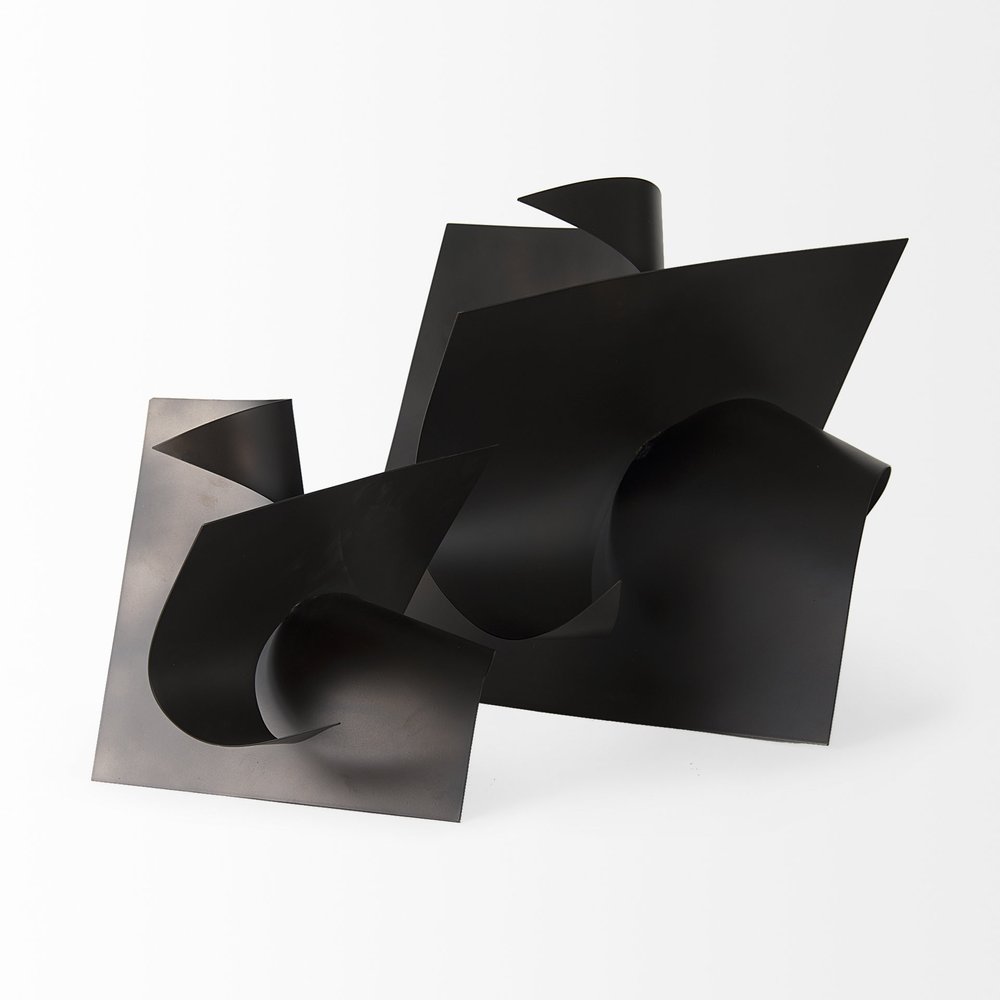 12" Contempo Antiqued Black Abstract Sculpture HomeRoots