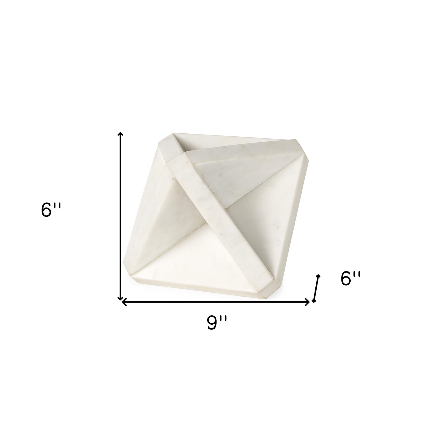 White Marble Geometric Square Sculpture