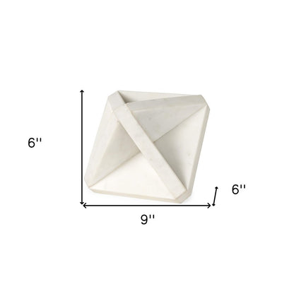 White Marble Geometric Square Sculpture HomeRoots