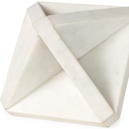 White Marble Geometric Square Sculpture HomeRoots