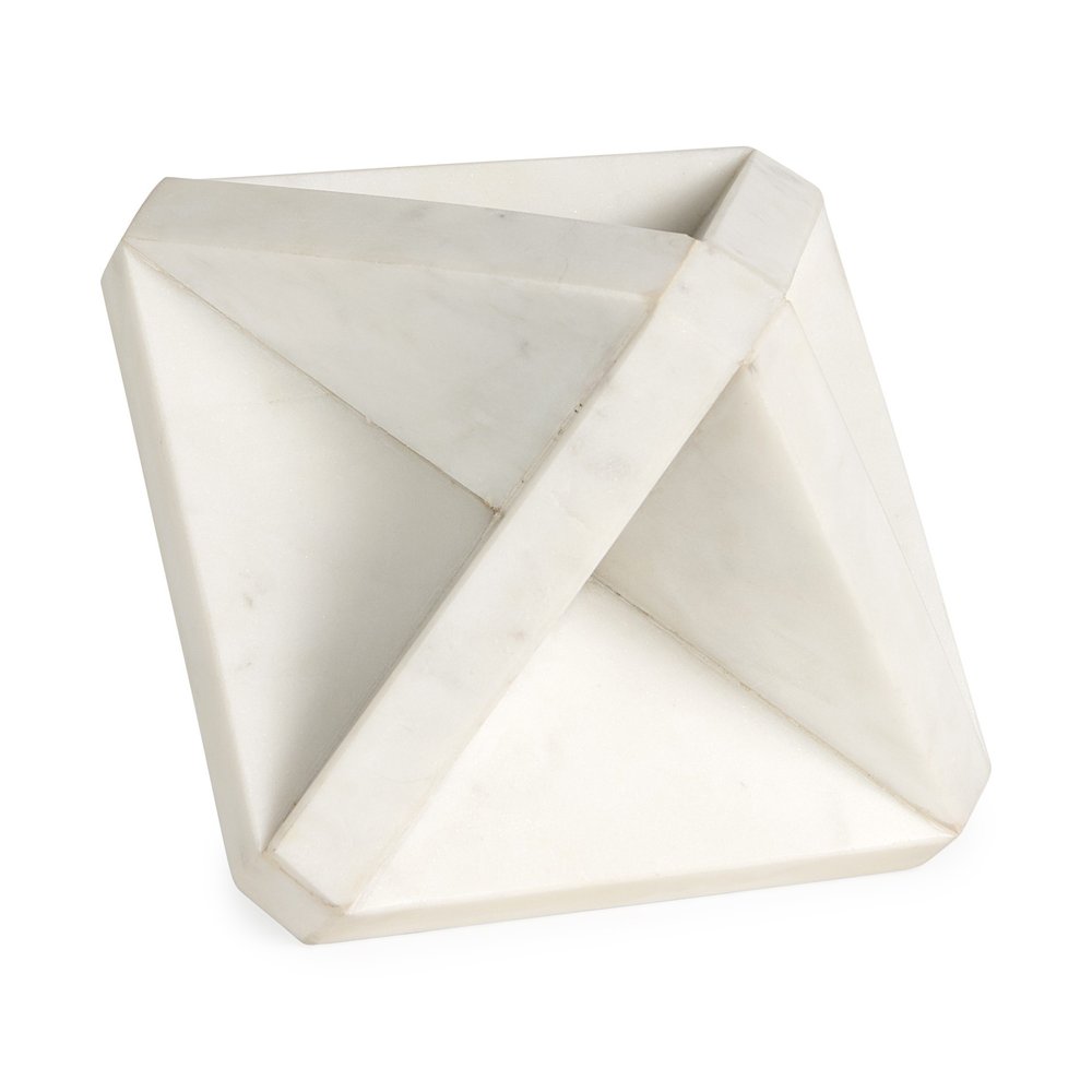 White Marble Geometric Square Sculpture HomeRoots