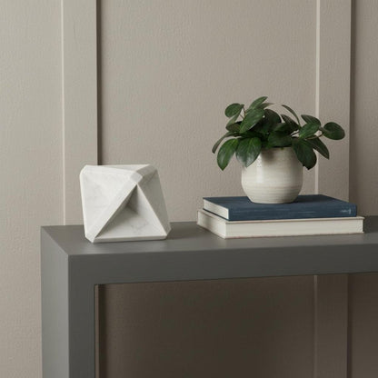 White Marble Geometric Square Sculpture HomeRoots