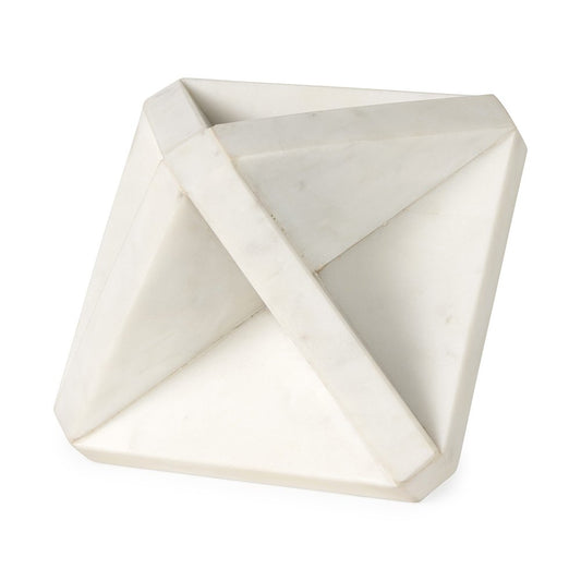 White Marble Geometric Square Sculpture HomeRoots