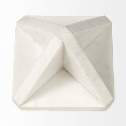 White Marble Geometric Square Sculpture HomeRoots