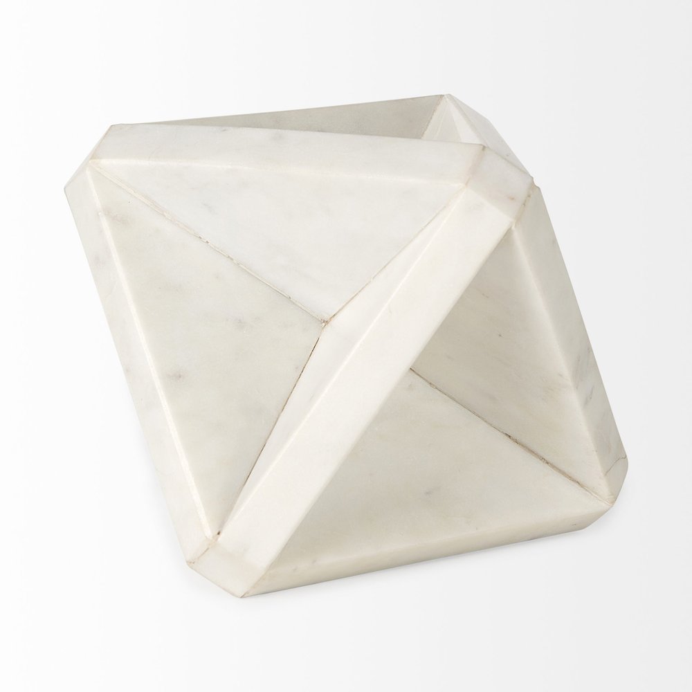 White Marble Geometric Square Sculpture HomeRoots