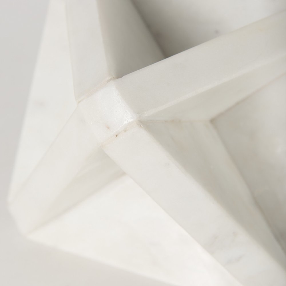 White Marble Geometric Square Sculpture HomeRoots