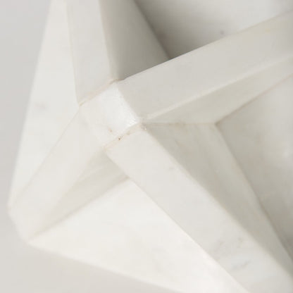 White Marble Geometric Square Sculpture HomeRoots