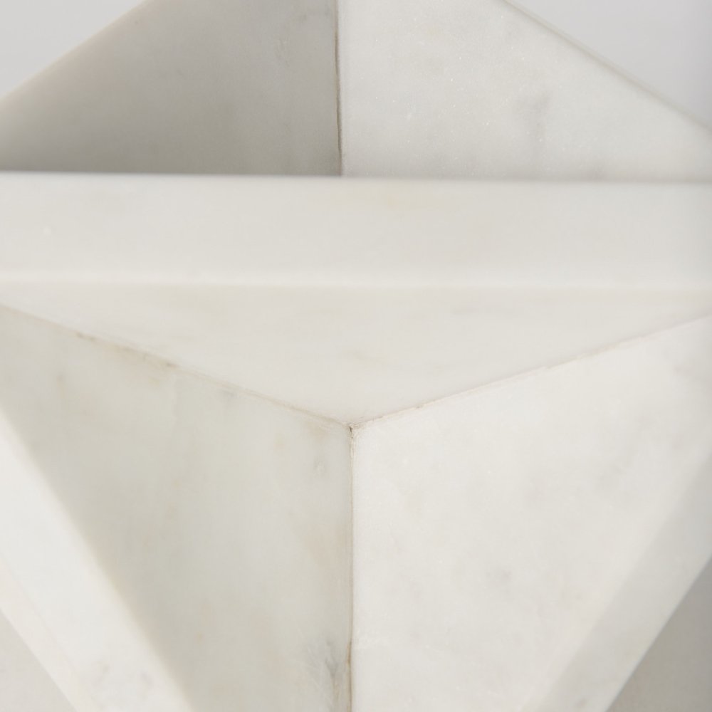 White Marble Geometric Square Sculpture HomeRoots