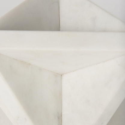 White Marble Geometric Square Sculpture HomeRoots