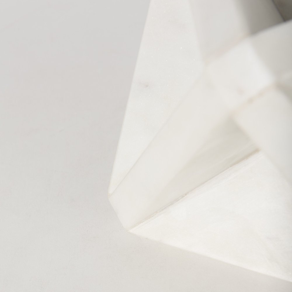 White Marble Geometric Square Sculpture HomeRoots