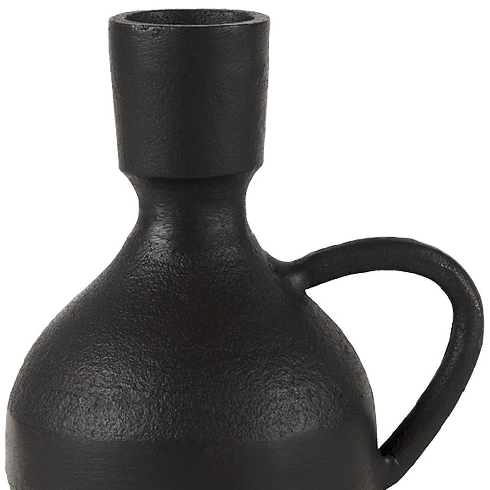 7" Black Ceramic Round Jug Vase