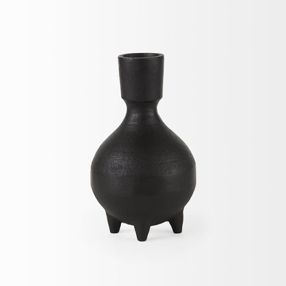 7" Black Ceramic Round Jug Vase